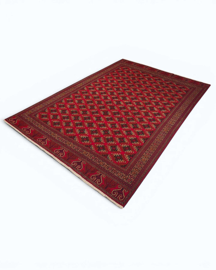 Saryk Turkmen rug in red, hand-knotted Afghan wool