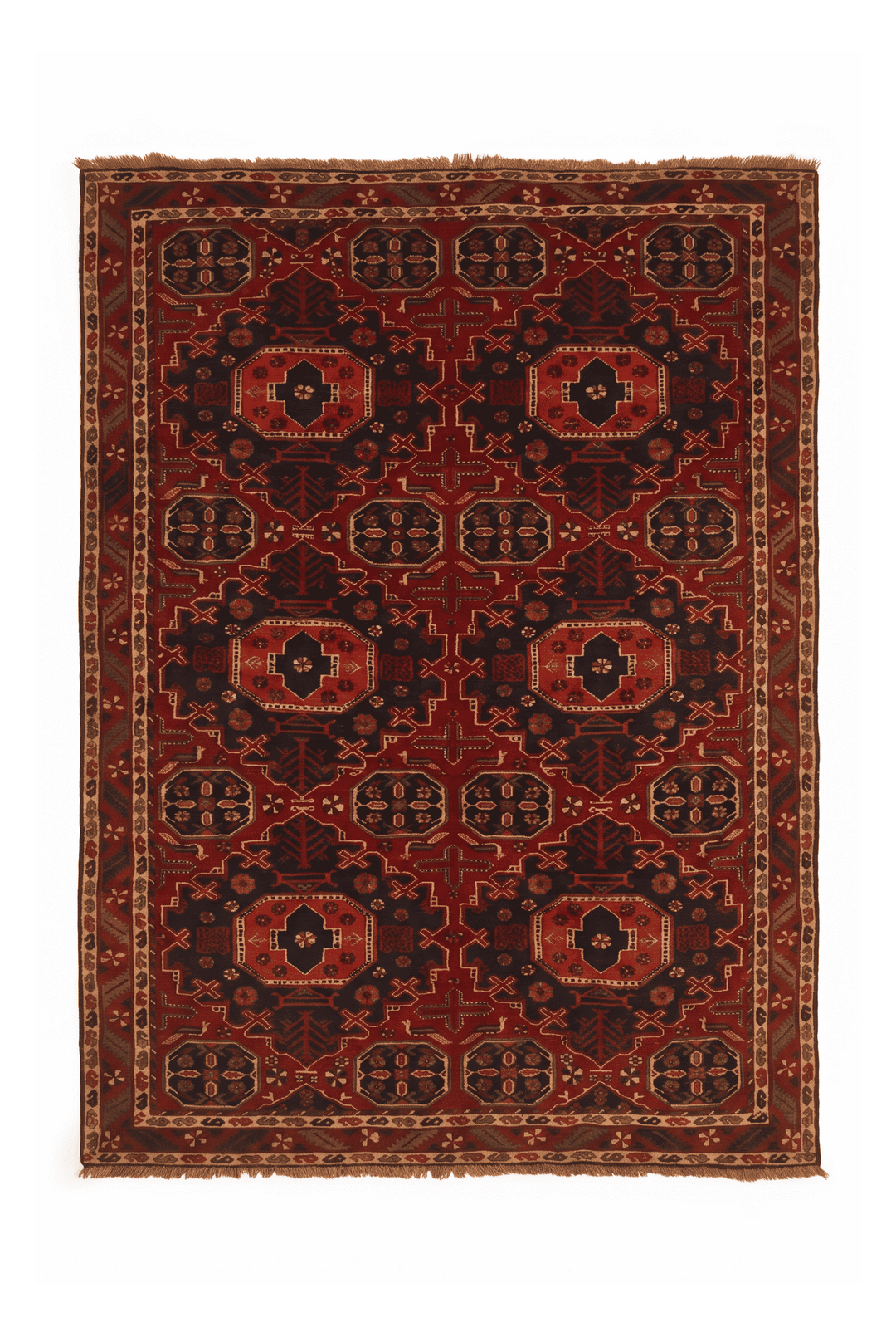Red Turkmen gül Afghan Sherwan rug, 153×207cm, about 2 tatami