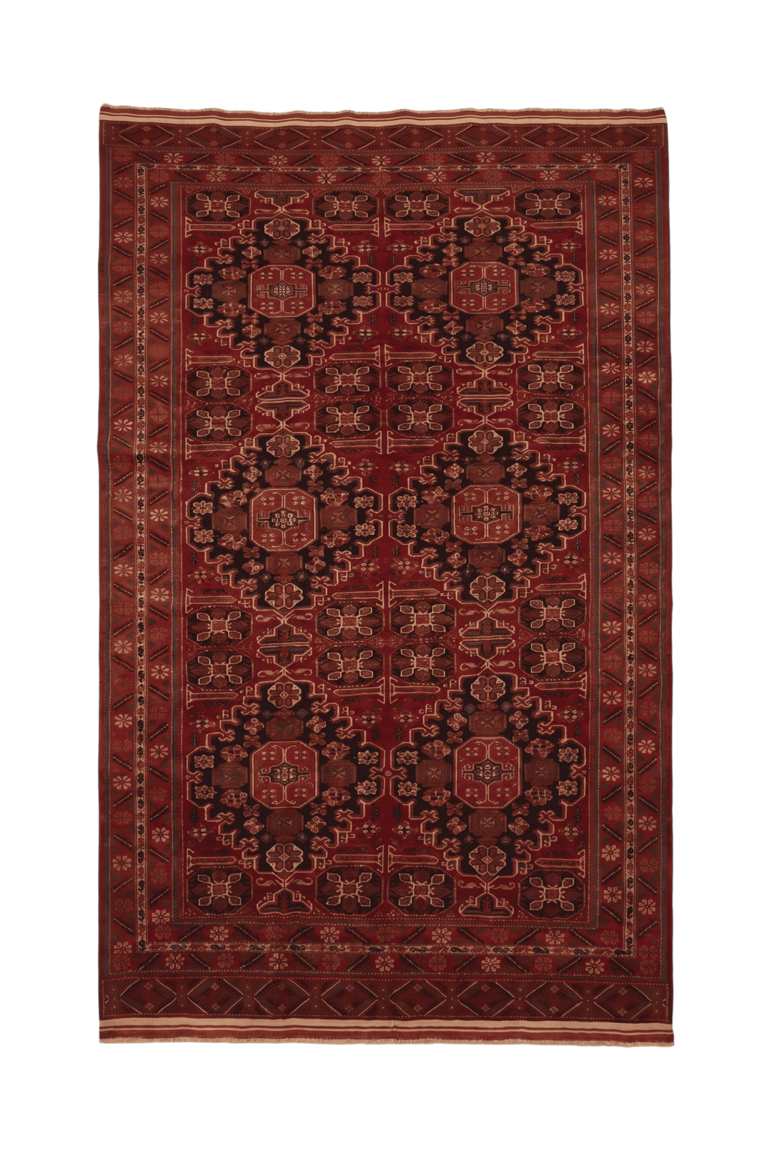 Red Ersari Turkmen gül Afghan Sherwan rug, hand-knotted wool