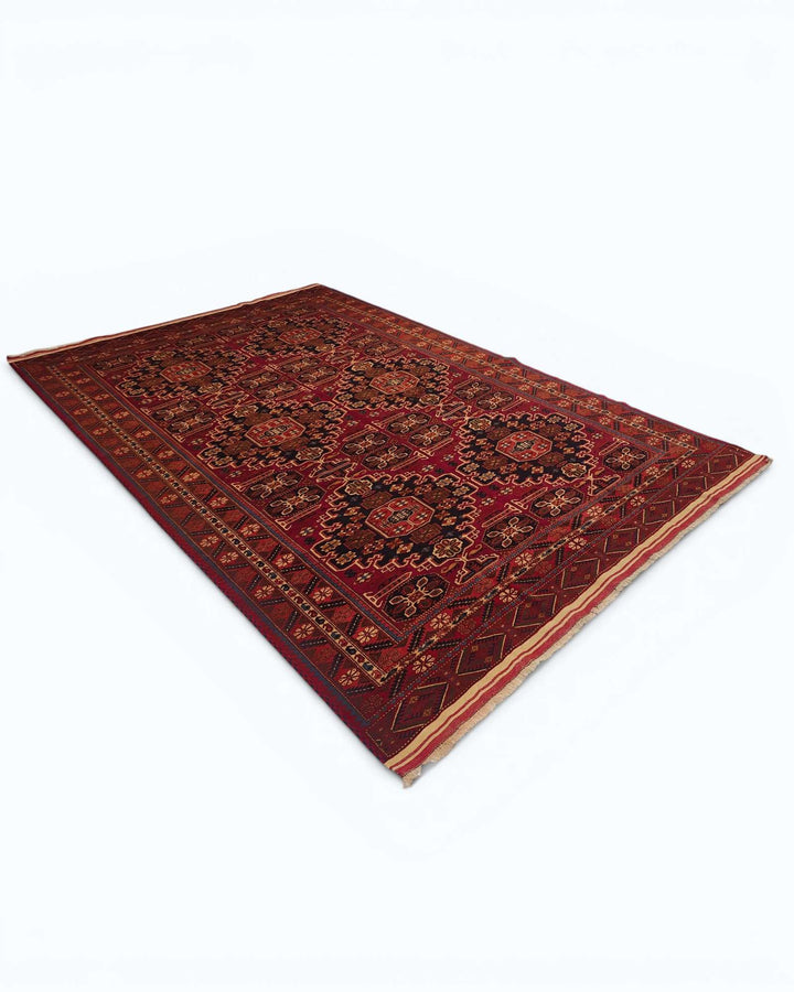 Ersari Turkmen gül rug in red, hand-knotted Afghan wool