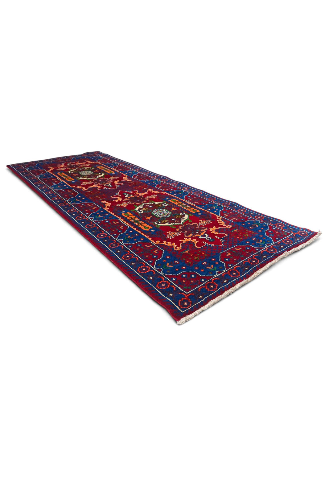 One-of-a-kind red and blue Khal Mohammadi rug