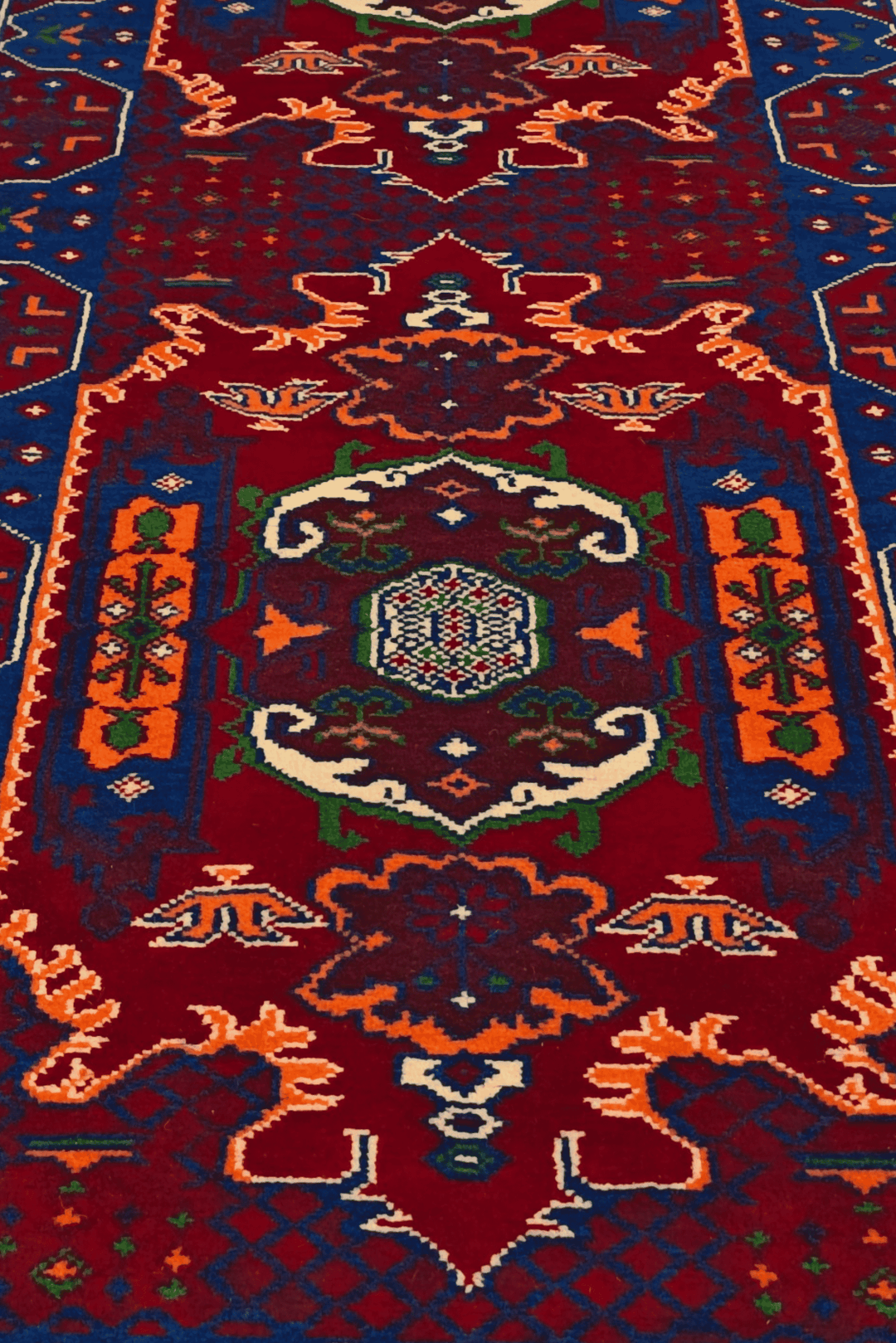 Hand-knotted Khal Mohammadi rug in deep madder red