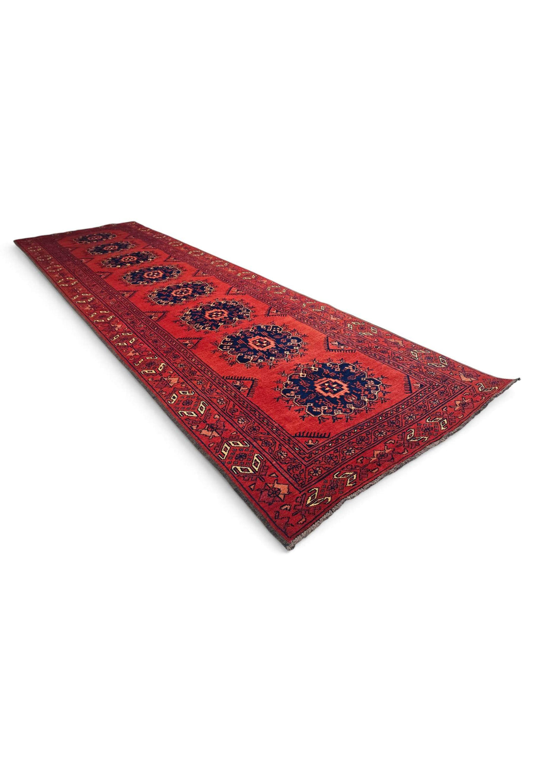 One-of-a-kind red and navy Khal Mohammadi runner