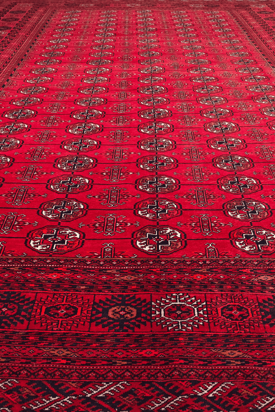 Hand-knotted Khal Mohammadi rug in deep madder red