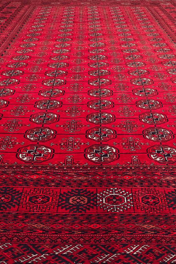 Hand-knotted Khal Mohammadi rug in deep madder red