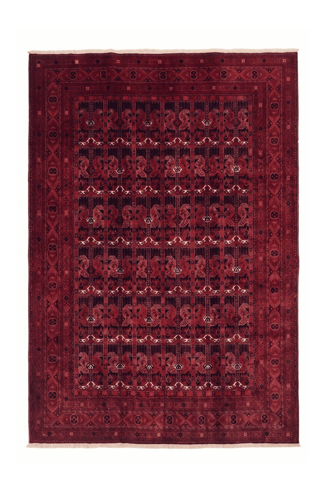 Wine red panel Khal Mohammadi rug, 199×282cm, 4.5 tatami