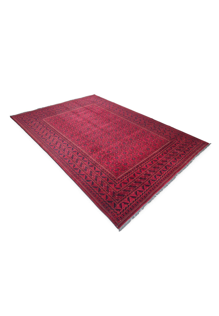 One-of-a-kind wine red Mina Khani Ersari Afghan rug