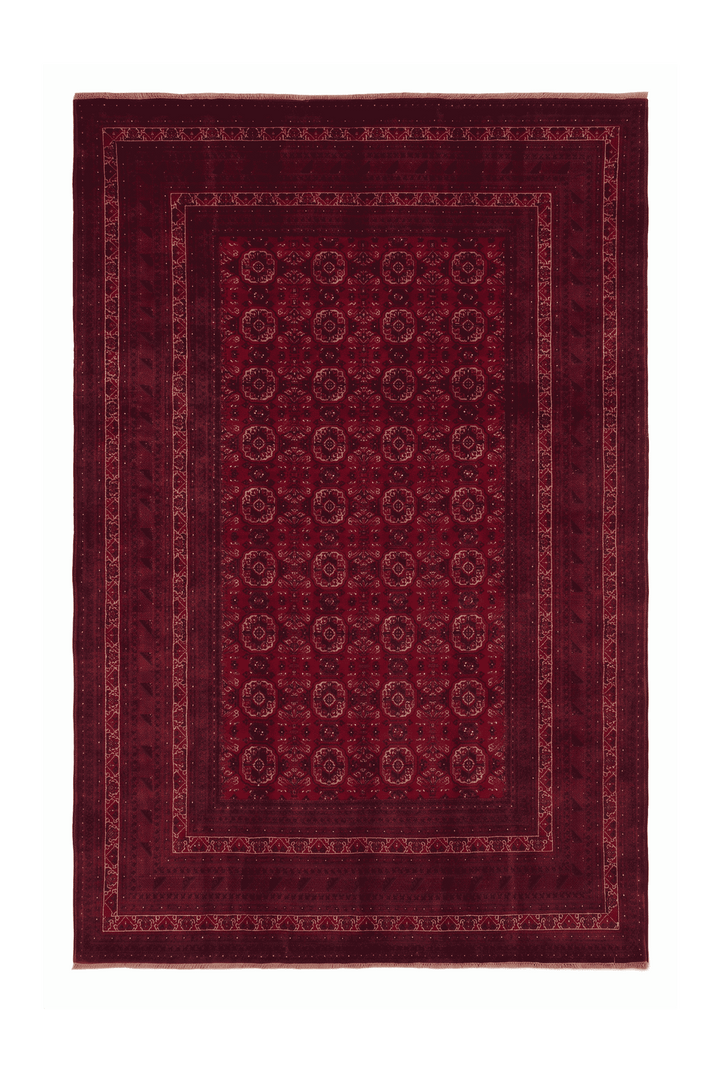 Wine red Turkmen gül Khal Mohammadi rug, 200×292cm, 4.5 tatami