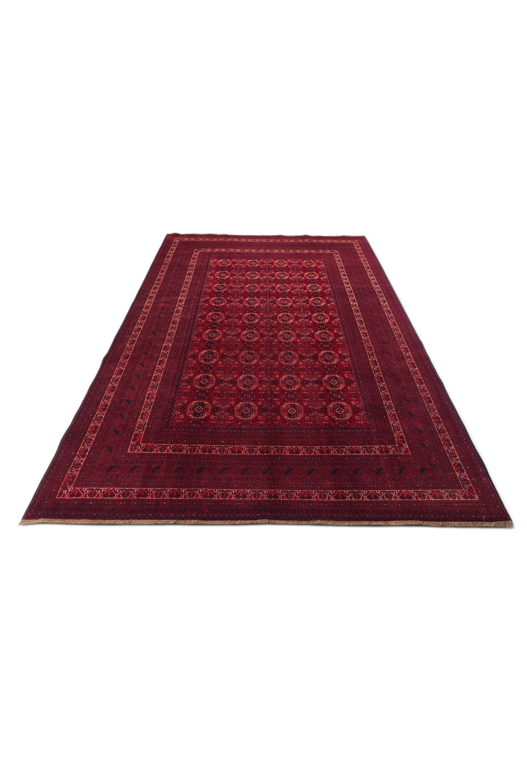 Border detail of wine red Khal Mohammadi hand-knotted rug