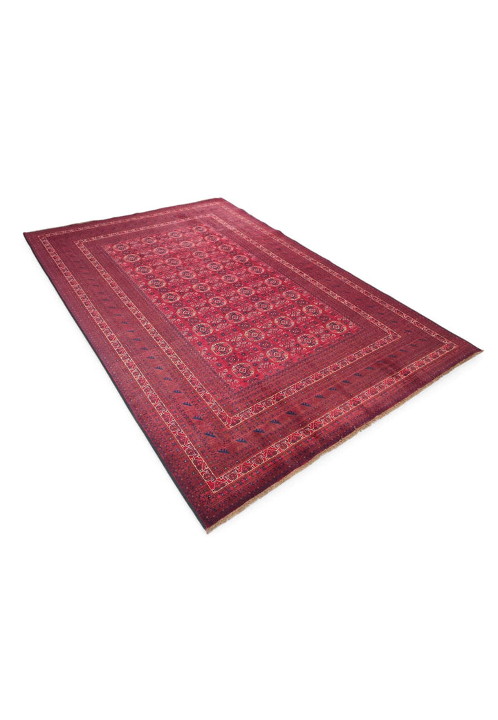 One-of-a-kind wine red Turkmen gül Khal Mohammadi rug