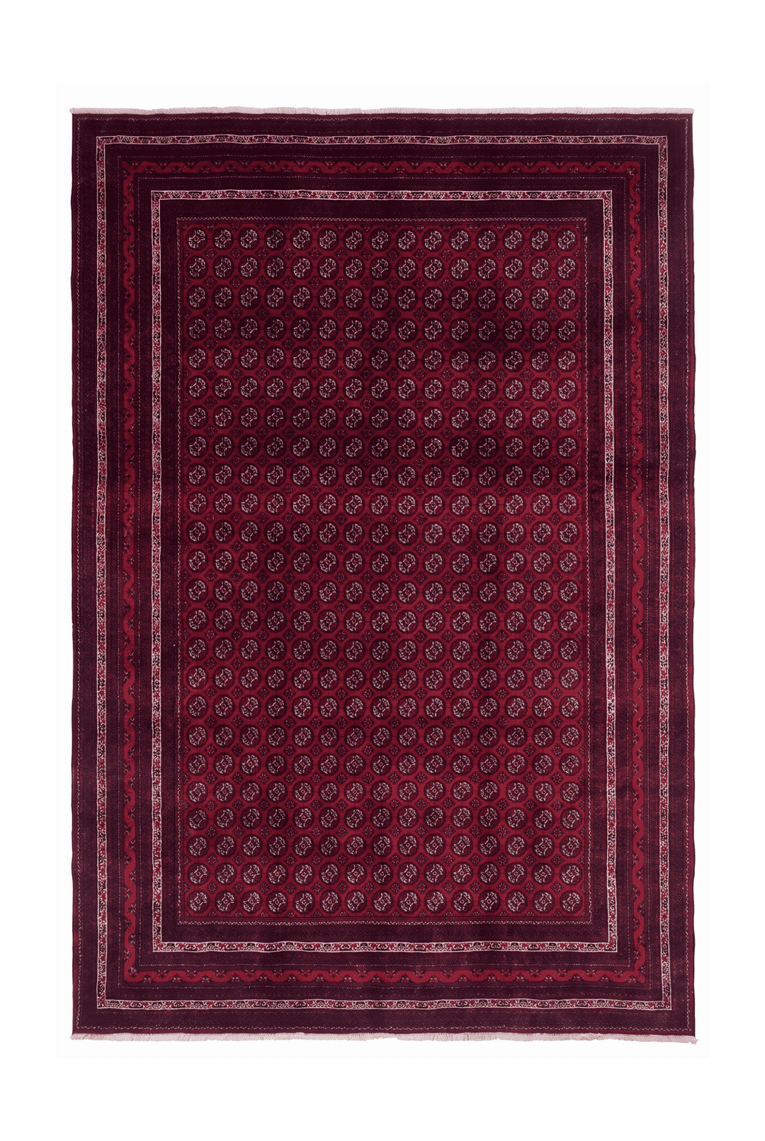 Wine red Turkmen gül Khal Mohammadi rug, 202×293cm, 4.5 tatami