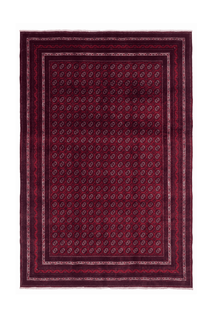 Wine red Turkmen gül Khal Mohammadi rug, 202×293cm, 4.5 tatami