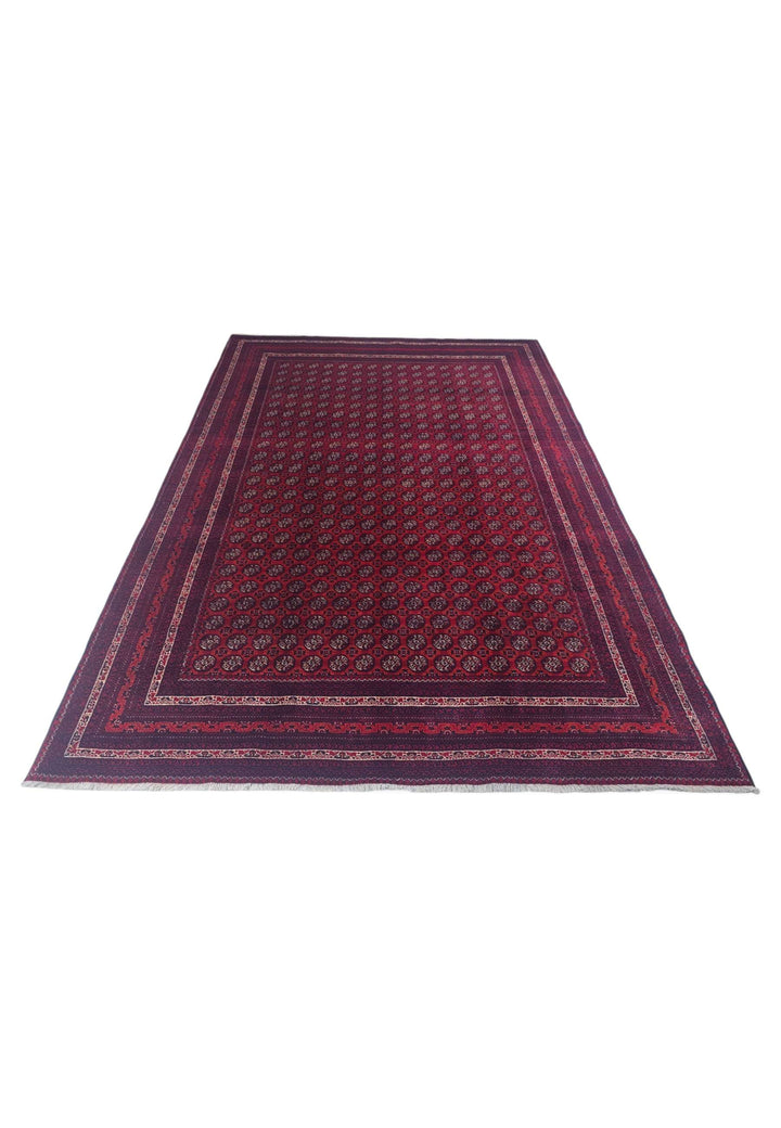 Border detail of wine Turkmen Khal Mohammadi rug