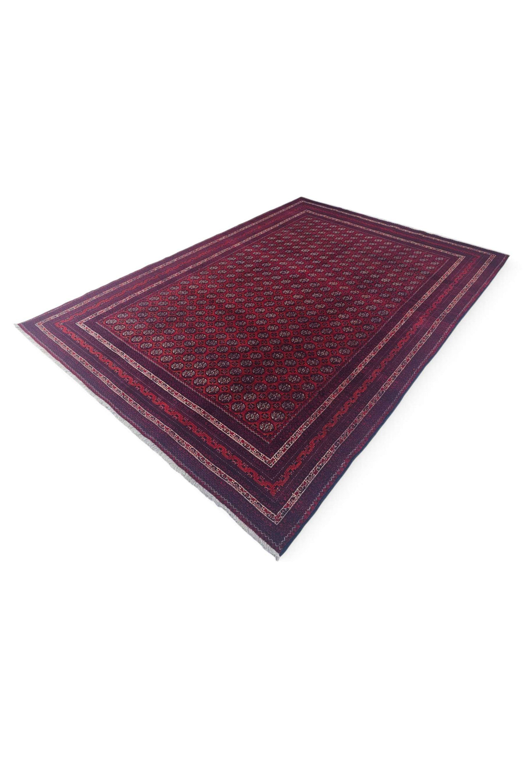 Hand-knotted wool pile of wine Turkmen Khal Mohammadi rug