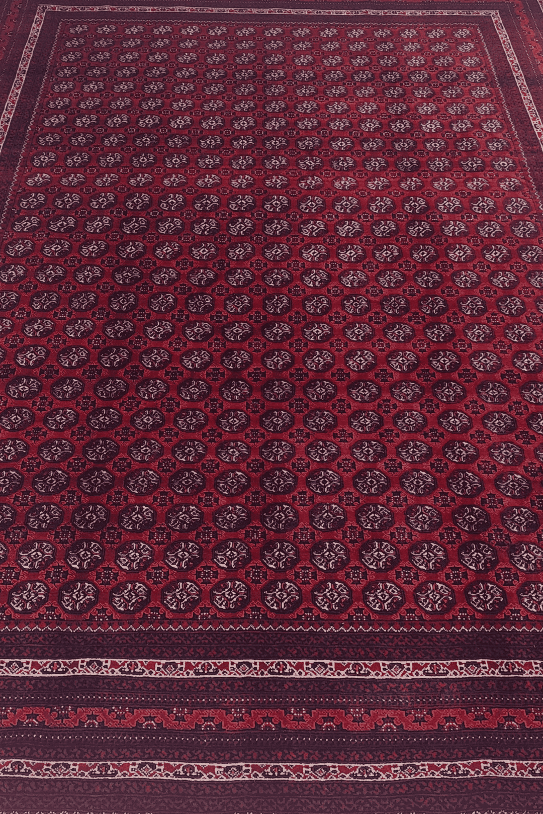 Hand-knotted Khal Mohammadi rug in deep madder red