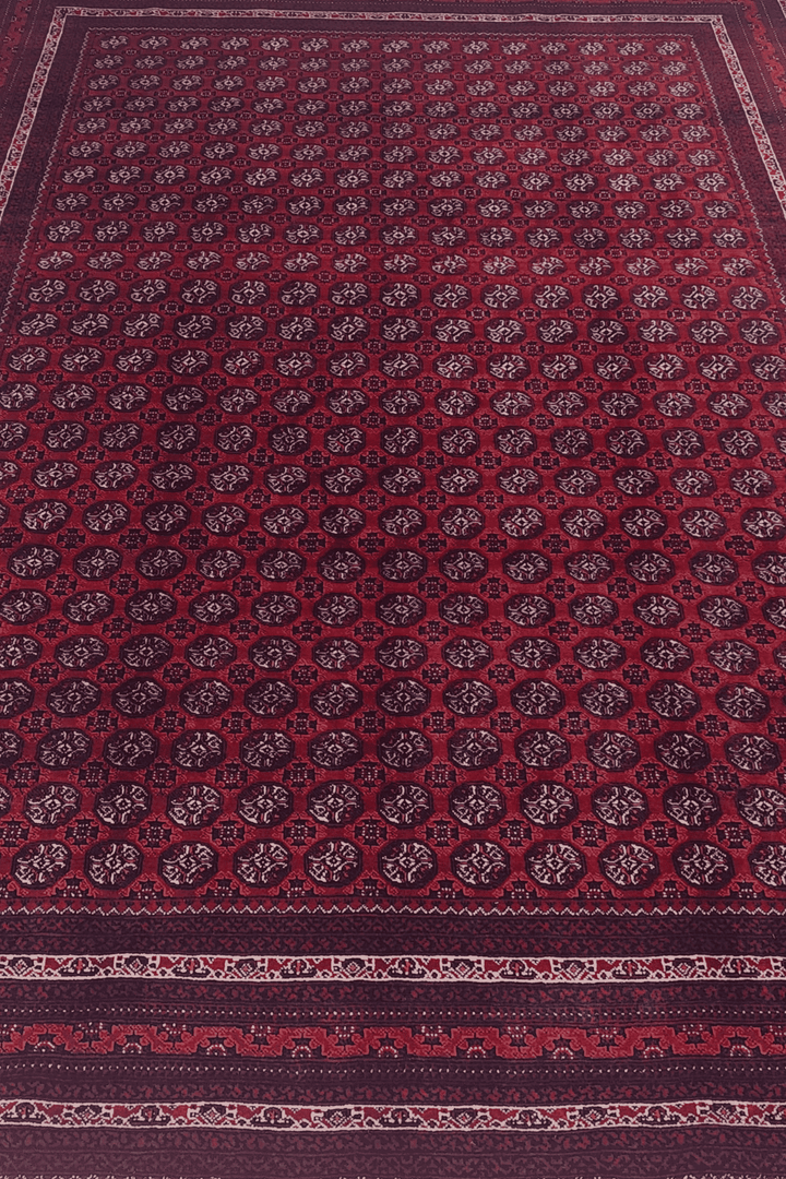 Hand-knotted Khal Mohammadi rug in deep madder red