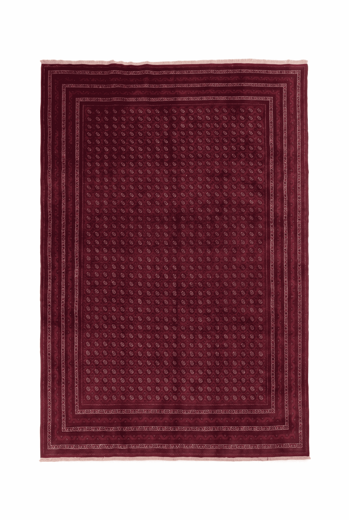 Wine red Khoja Roshnai Afghan rug, 199×289cm, about 3 tatami