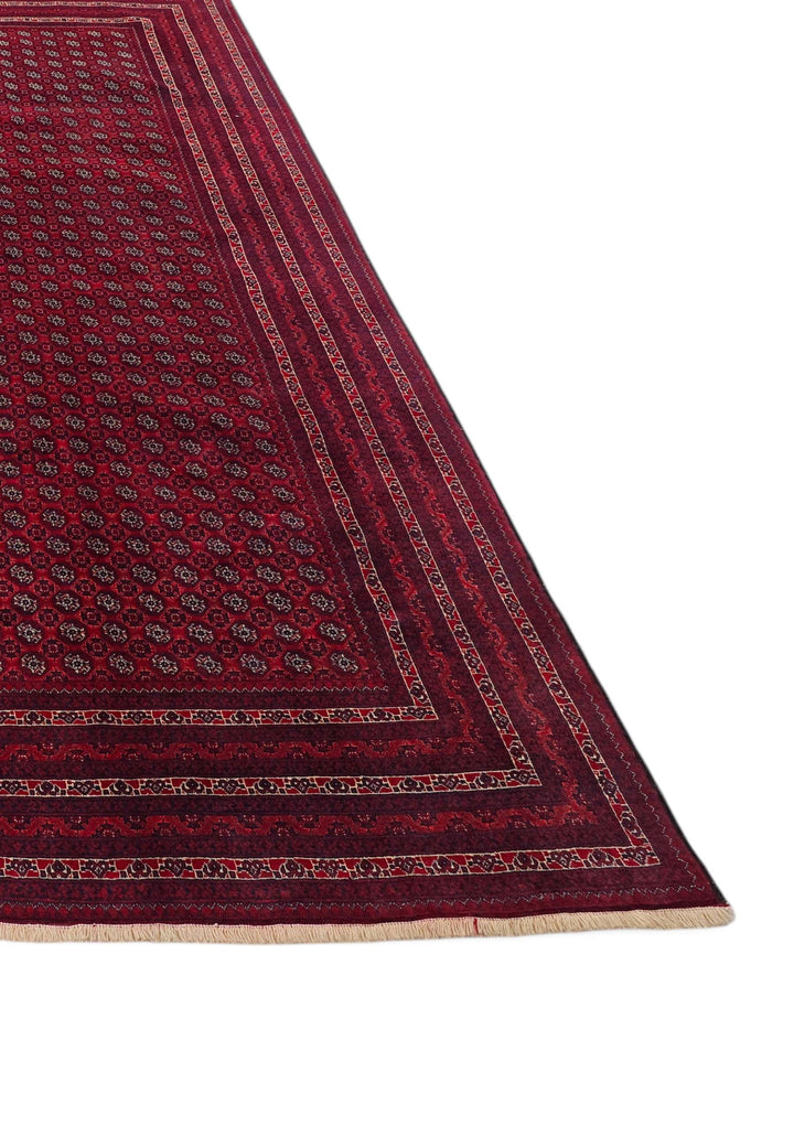 Wine red Afghan Khoja Roshnai rug, 199×289cm, hand-knotted wool