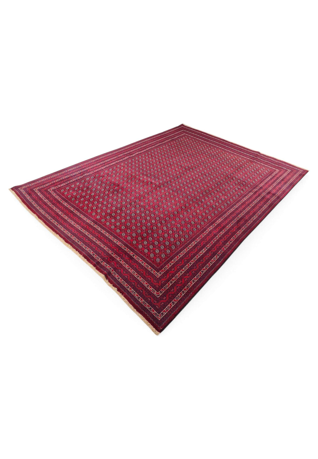 One-of-a-kind wine red Khoja Roshnai Afghan hand-knotted rug