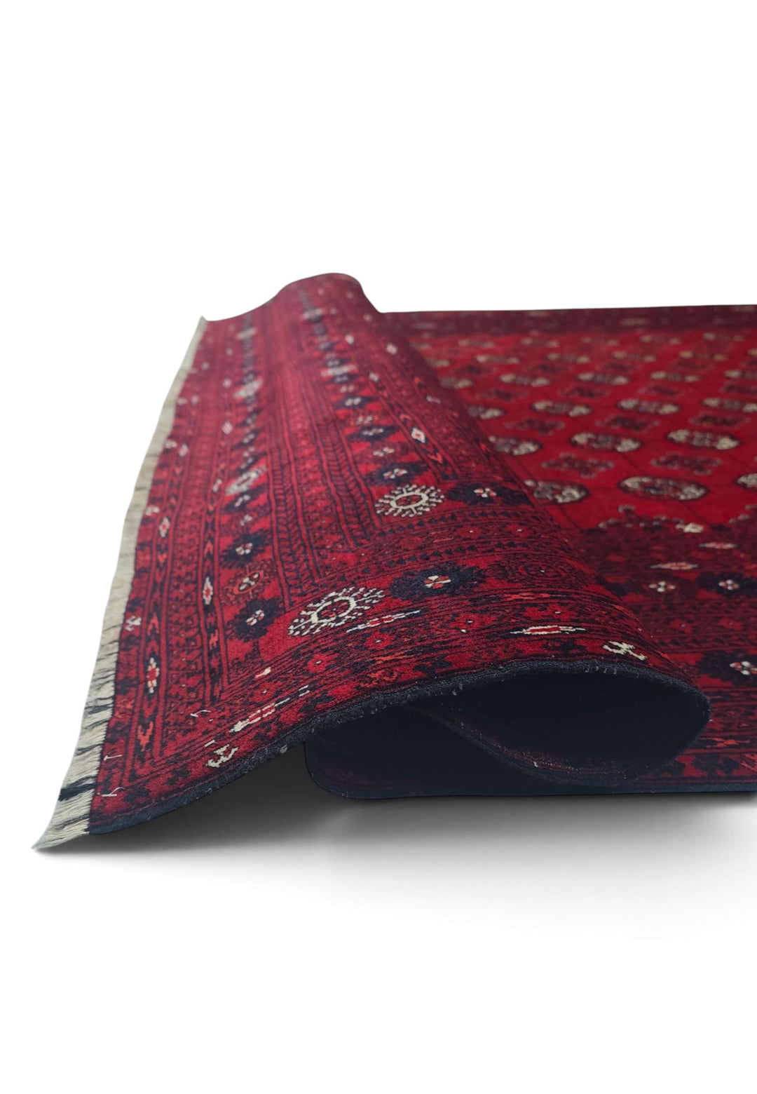 One-of-a-kind wine red Afghan Sherwan rug, 200×288cm