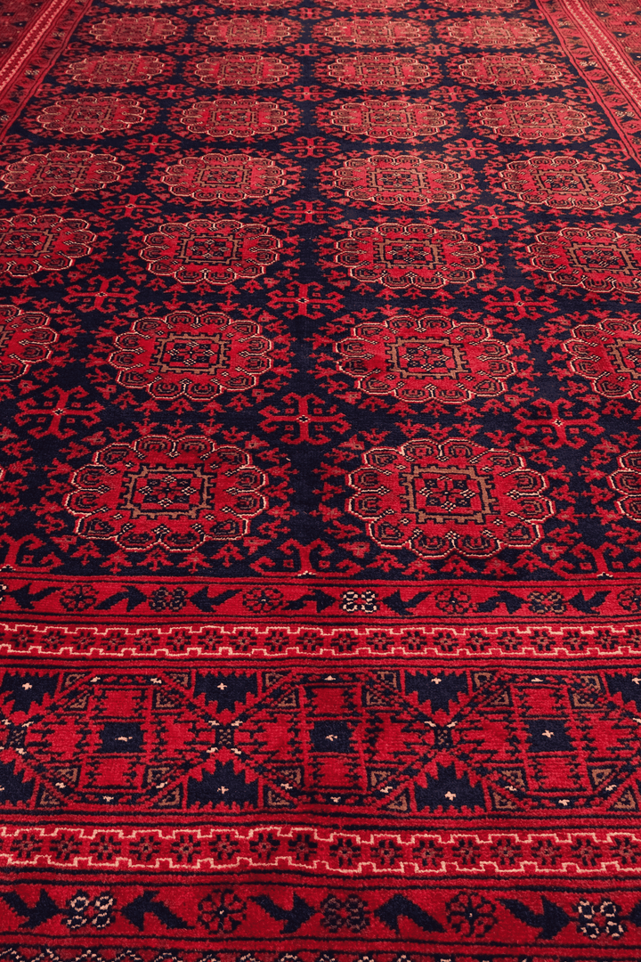 Wine red Afghan Bashiri rug, 200×293cm, hand-knotted wool