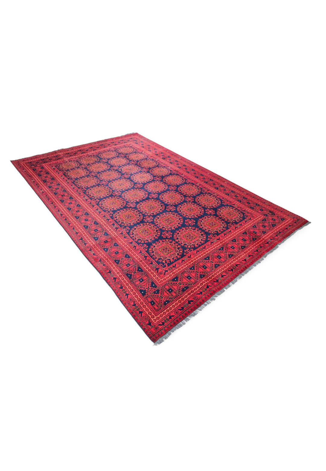 One-of-a-kind wine red Bashiri Afghan hand-knotted rug