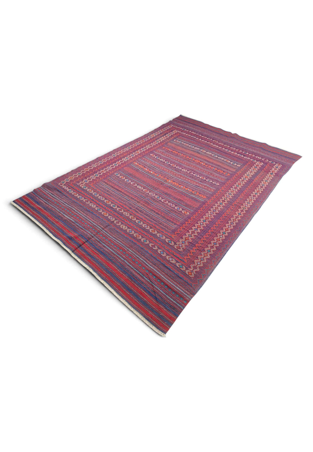Rose red and plum kilim for a living room, 4.5 tatami