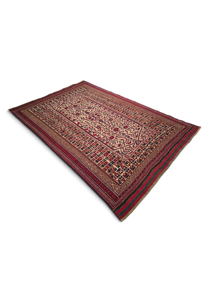 Cream red kilim 188×258cm, Afghan craftsmanship