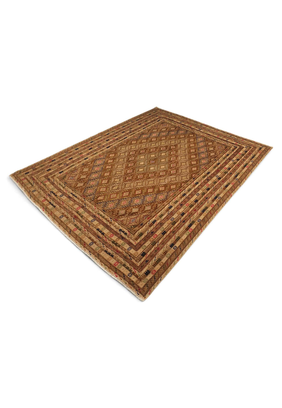 Camel and brown neutral kilim for a bedroom, 2 tatami