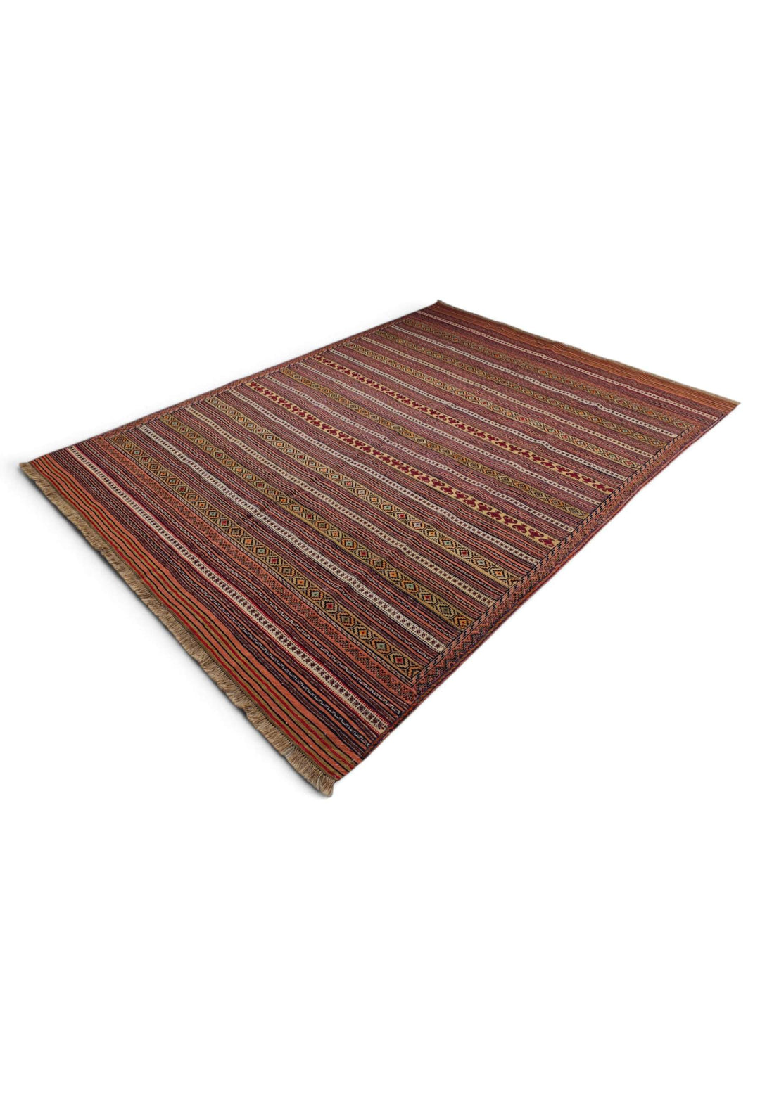Flat weave texture of rust Maliki kilim, 183×262cm