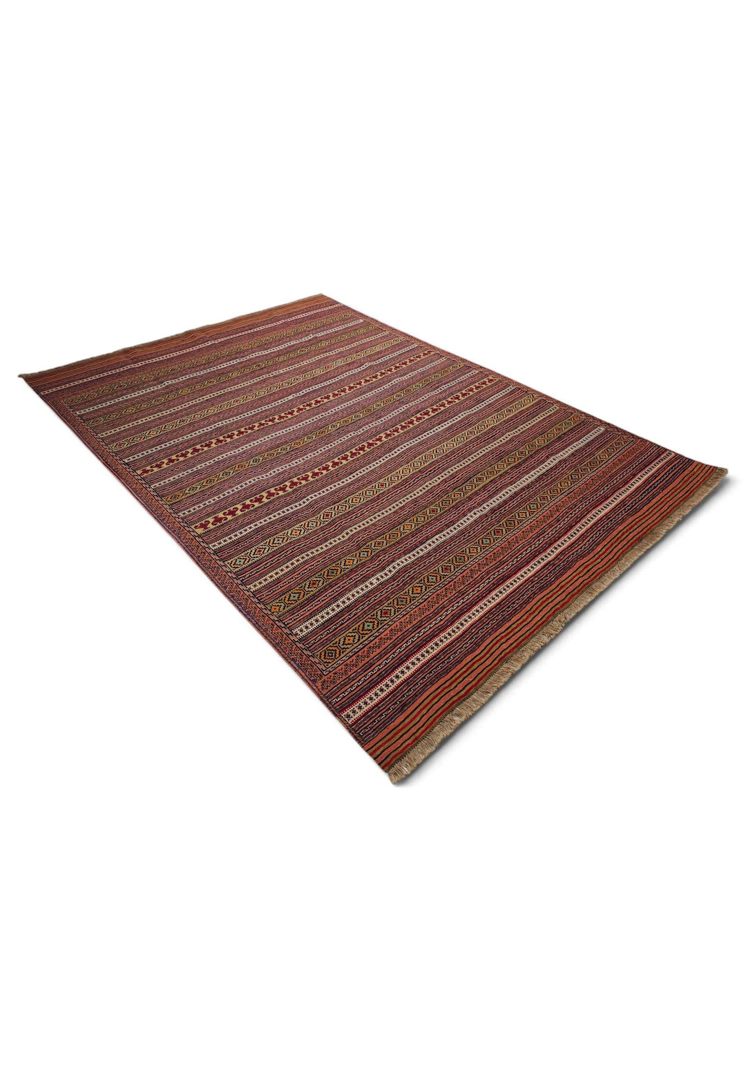 Rust cream Maliki kilim 183×262cm, Afghan craftsmanship