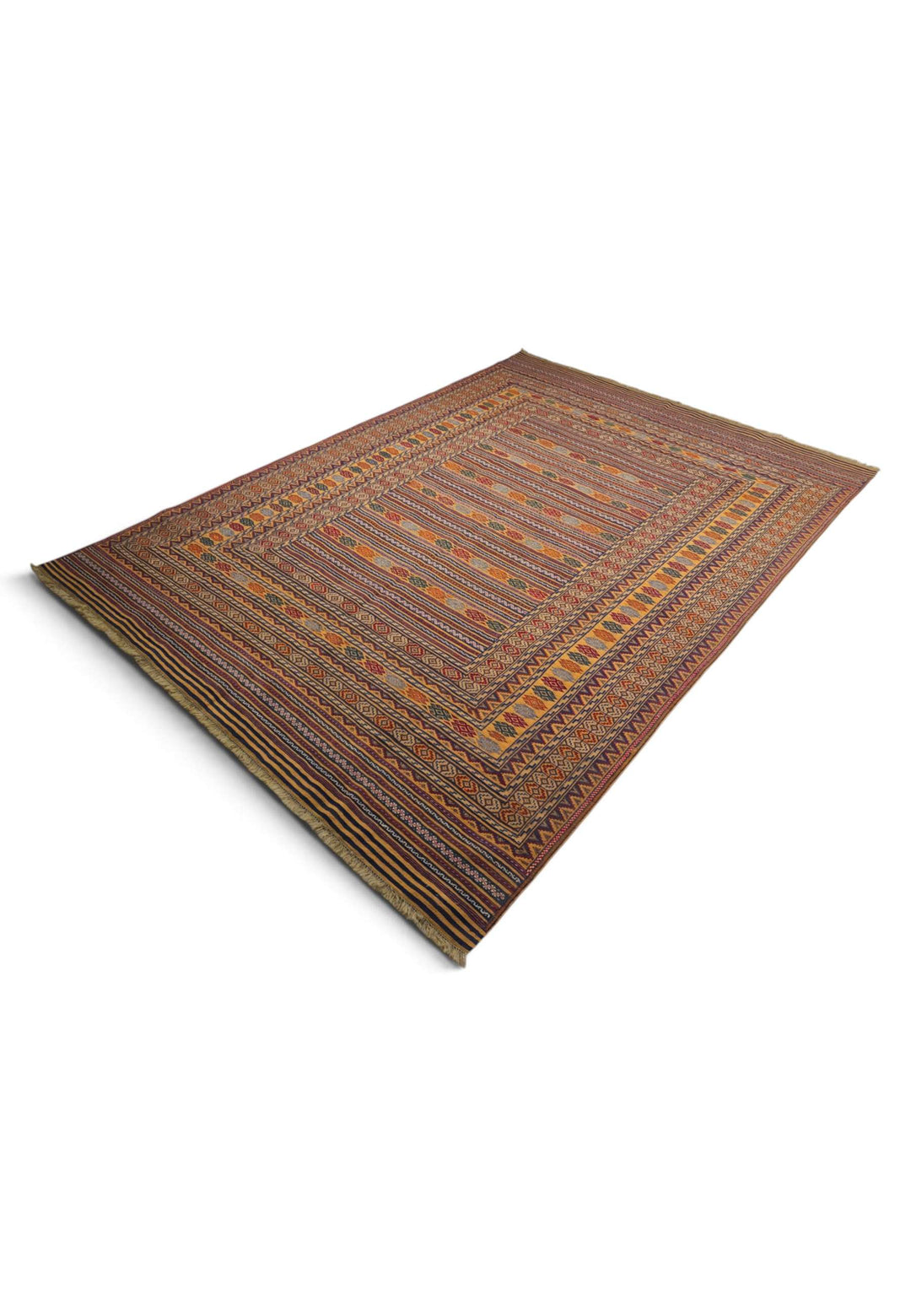 Saffron plum kilim 193×281cm, Afghan craftsmanship