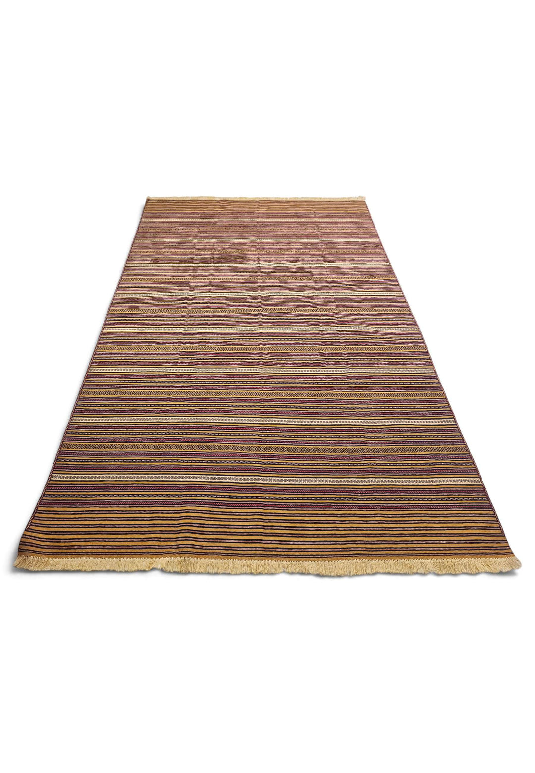 Border detail of gold plum hand-woven kilim