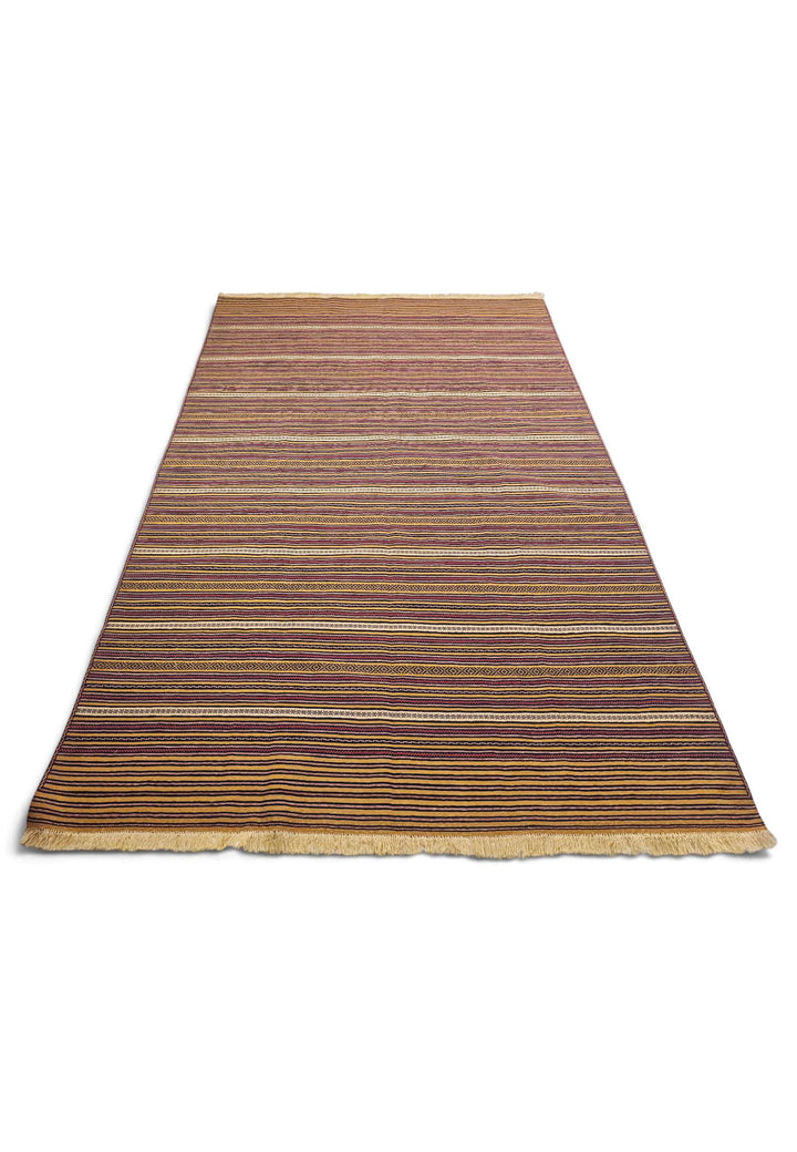 Border detail of gold plum hand-woven kilim