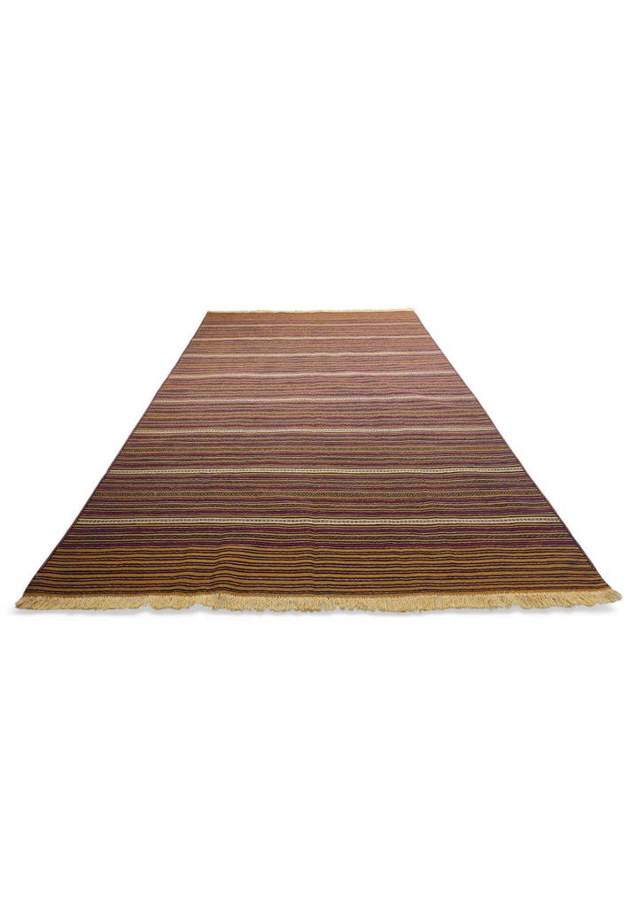 Flat weave texture of gold plum kilim, 182×291cm