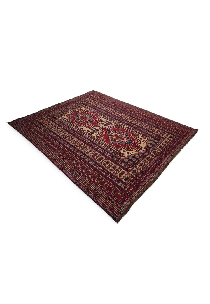Deep red and camel kilim for a living room, 3 tatami