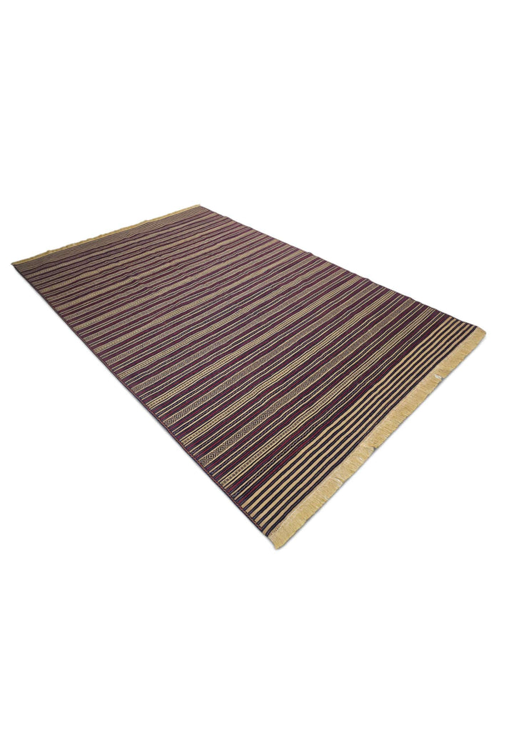 Aubergine wheat kilim 188×283cm, Afghan craftsmanship