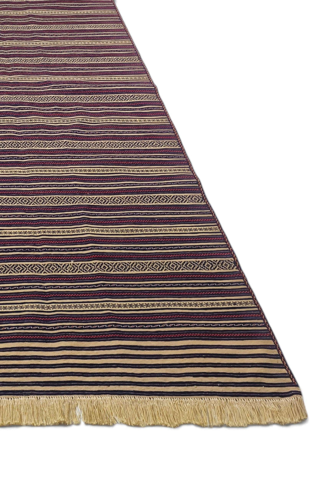 Reversible flat-weave aubergine wheat kilim, hand-woven