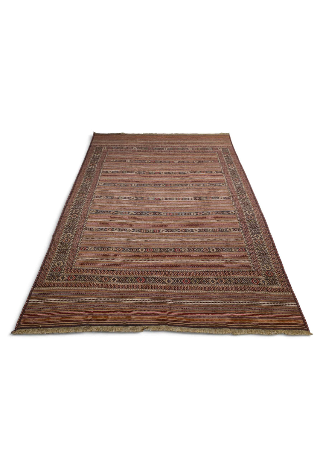 Border detail of taupe cream hand-woven kilim