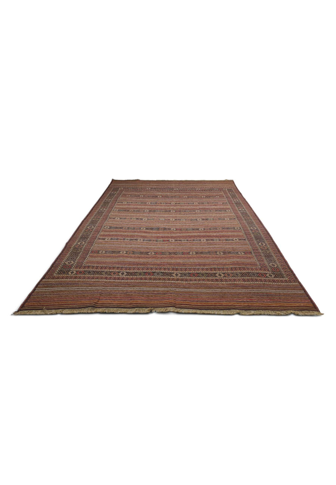 Flat weave texture of taupe cream kilim, 195×265cm