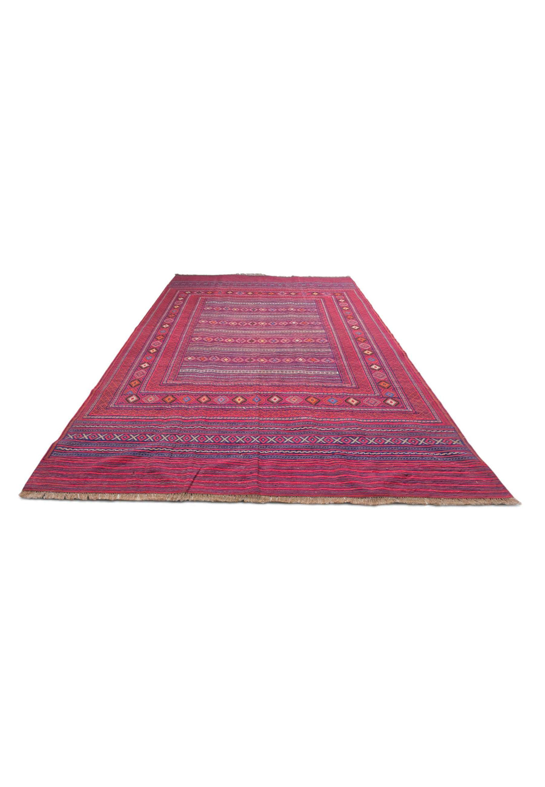 Flat weave texture of magenta rose kilim, 188×270cm