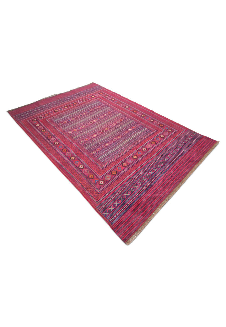 Magenta rose kilim 188×270cm, Afghan craftsmanship