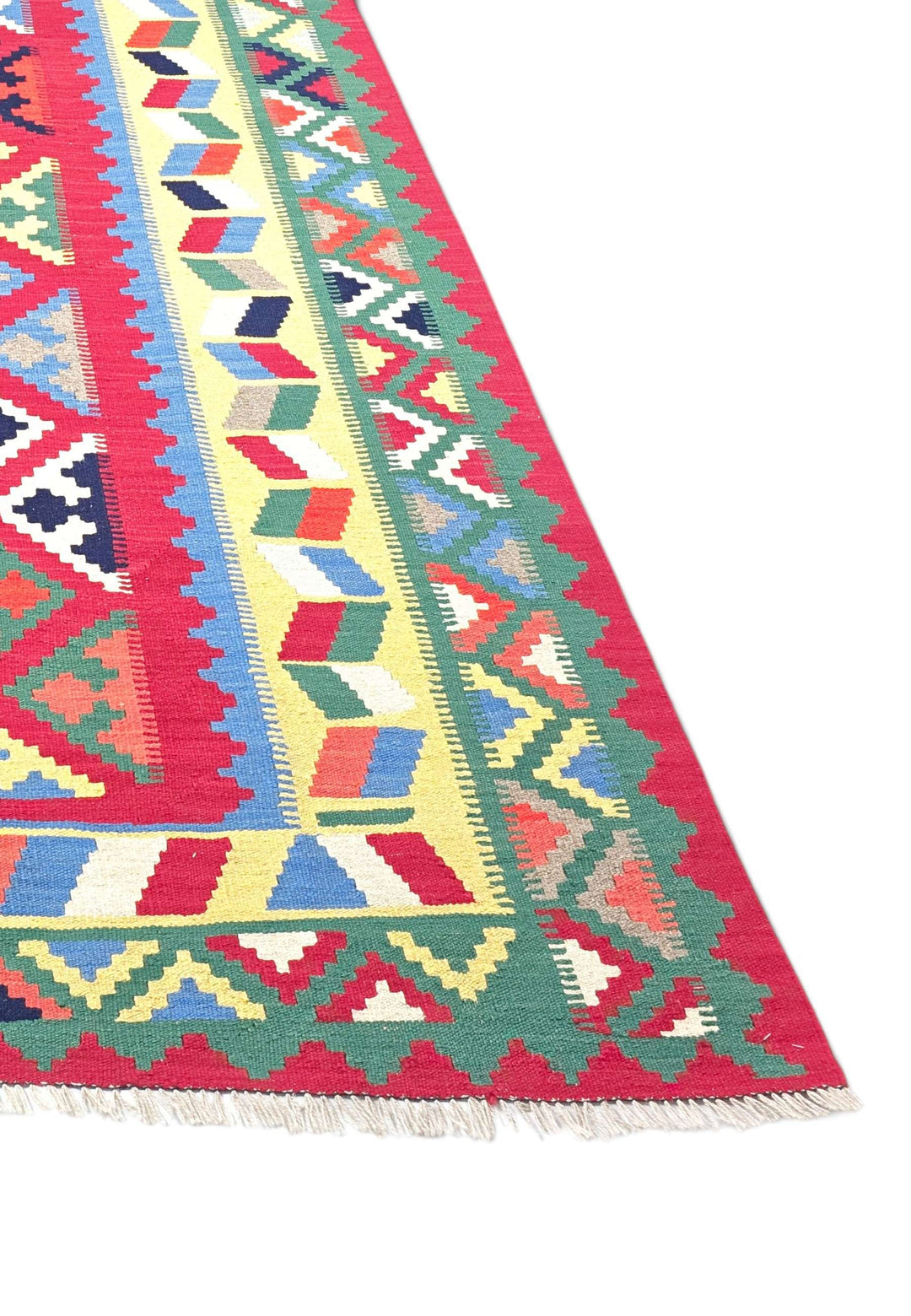 Corner of cerise Qashqai hand-woven kilim