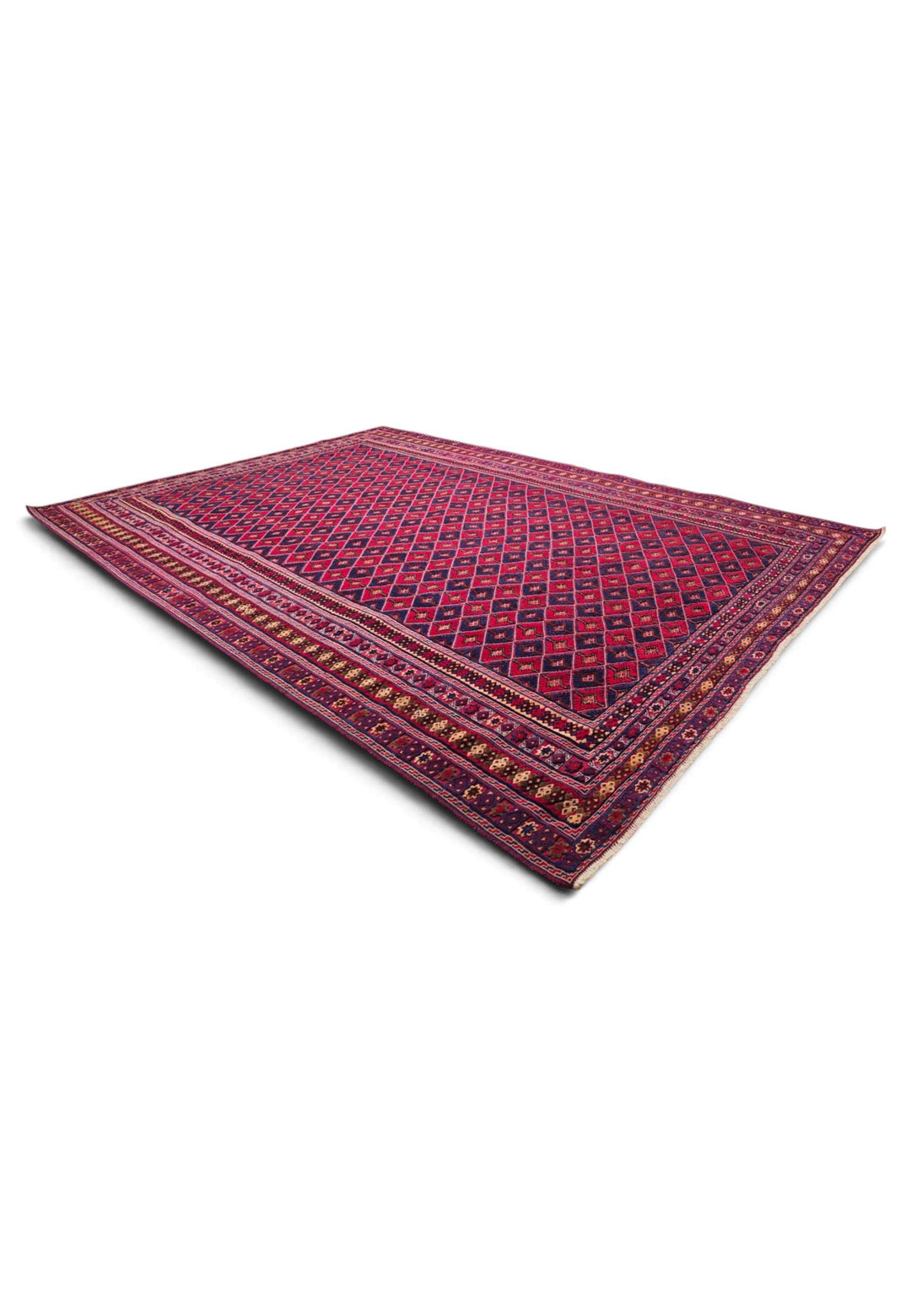 Crimson navy kilim 200×260cm, Afghan craftsmanship