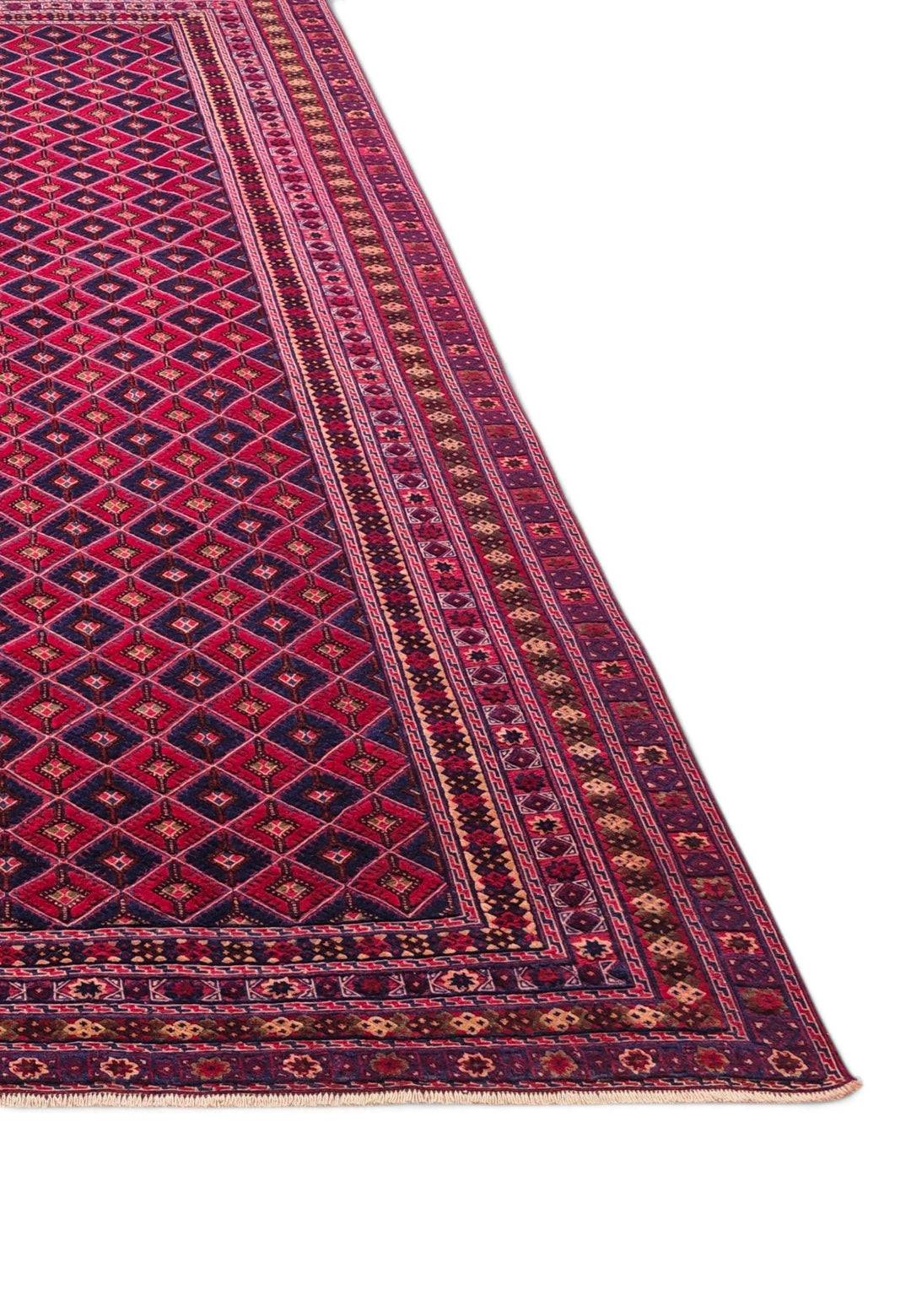 Reversible flat-weave crimson diamond kilim, hand-woven