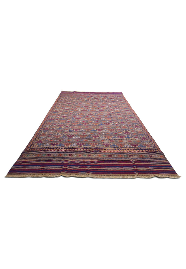Flat weave texture of camel banded kilim, 192×301cm