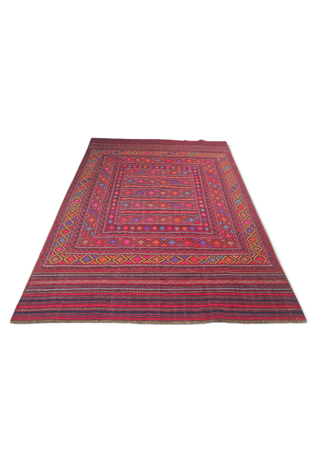 Border detail of rose gold hand-woven kilim