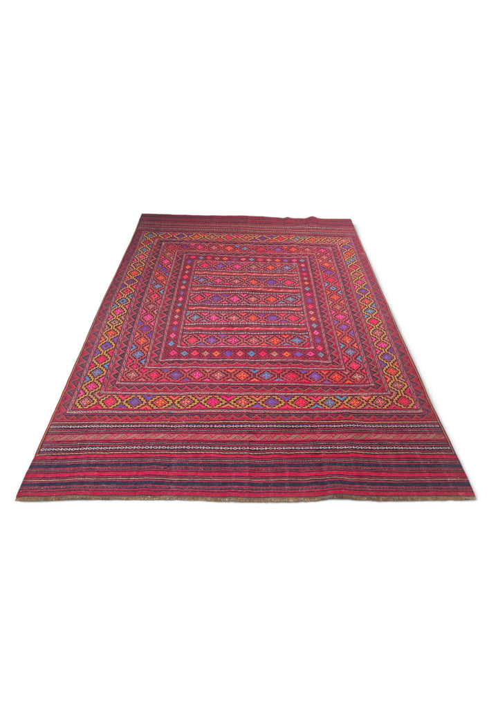 Border detail of rose gold hand-woven kilim