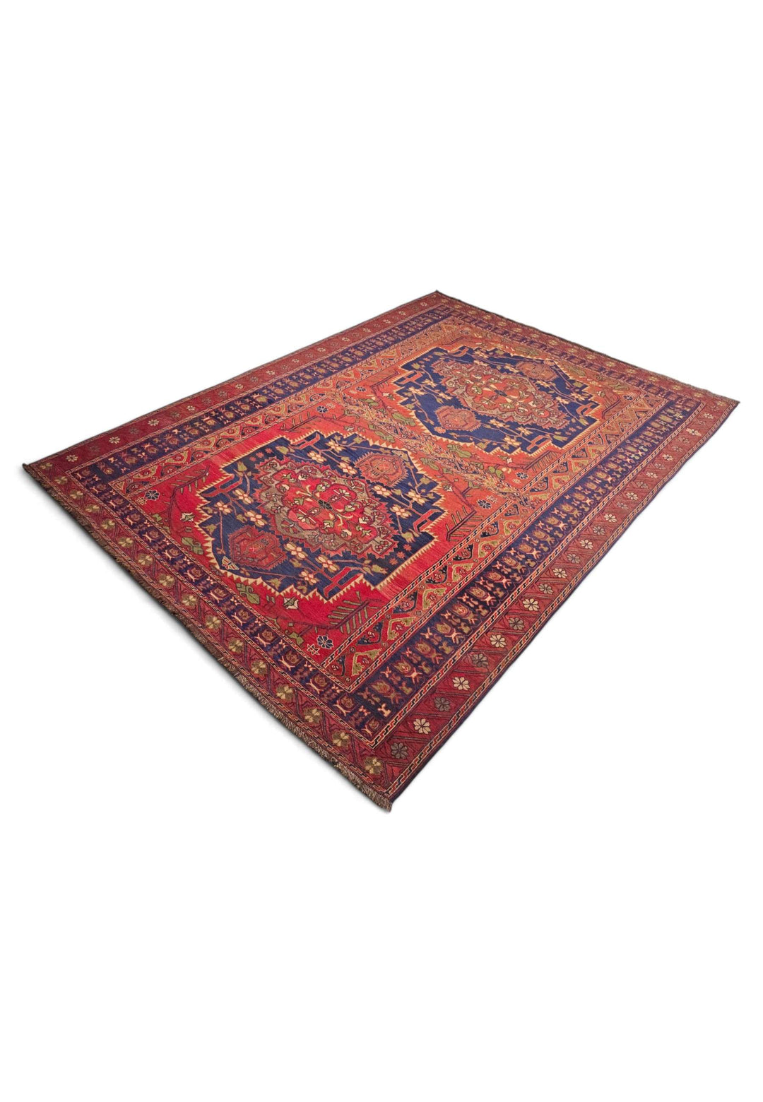 Red and navy kilim for a living room, about 4.5 tatami