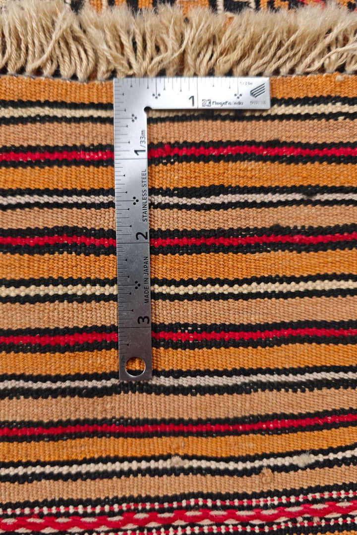 Reversible flat-weave terracotta apricot kilim, hand-woven